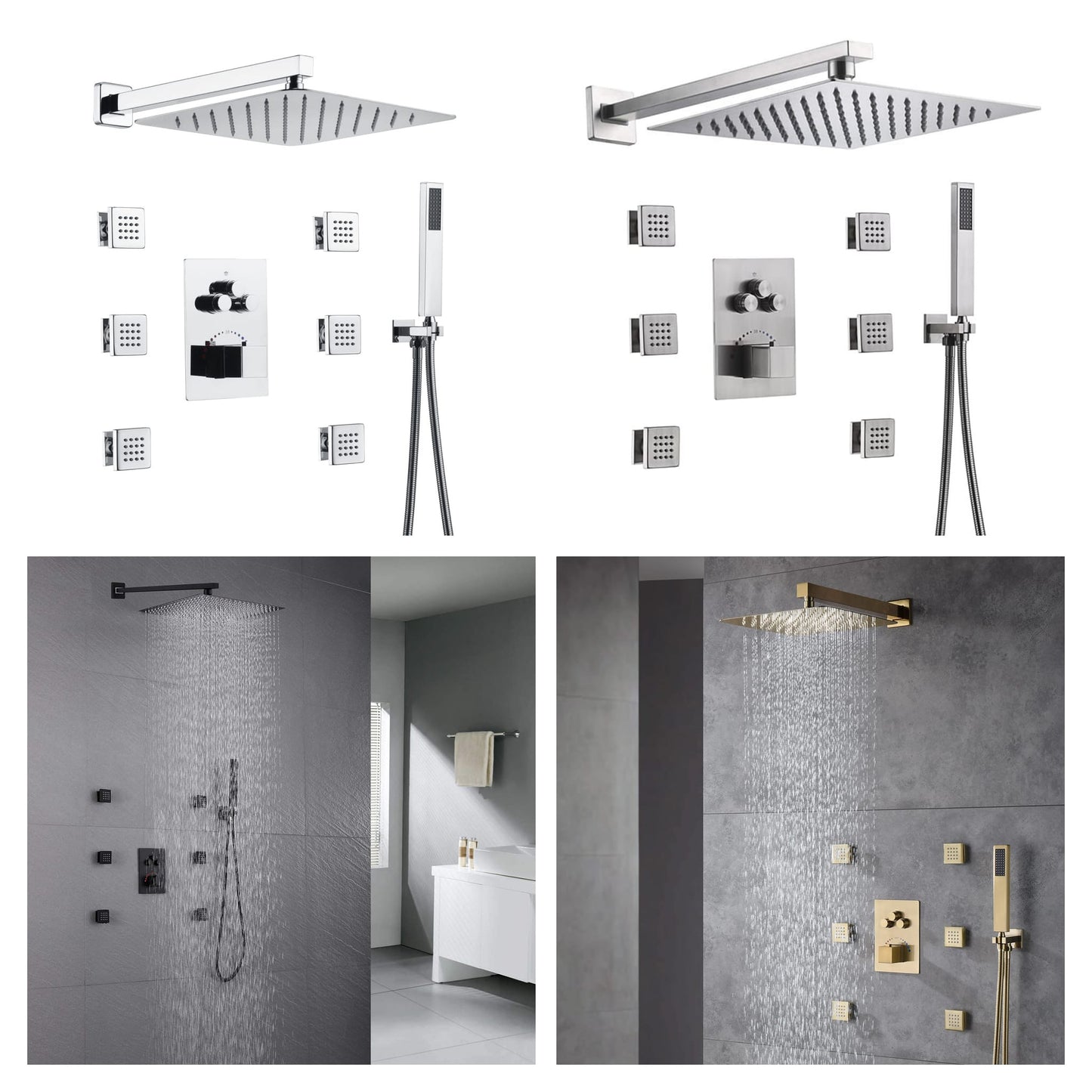 Thermostatic Shower Set with 6 Body Jets