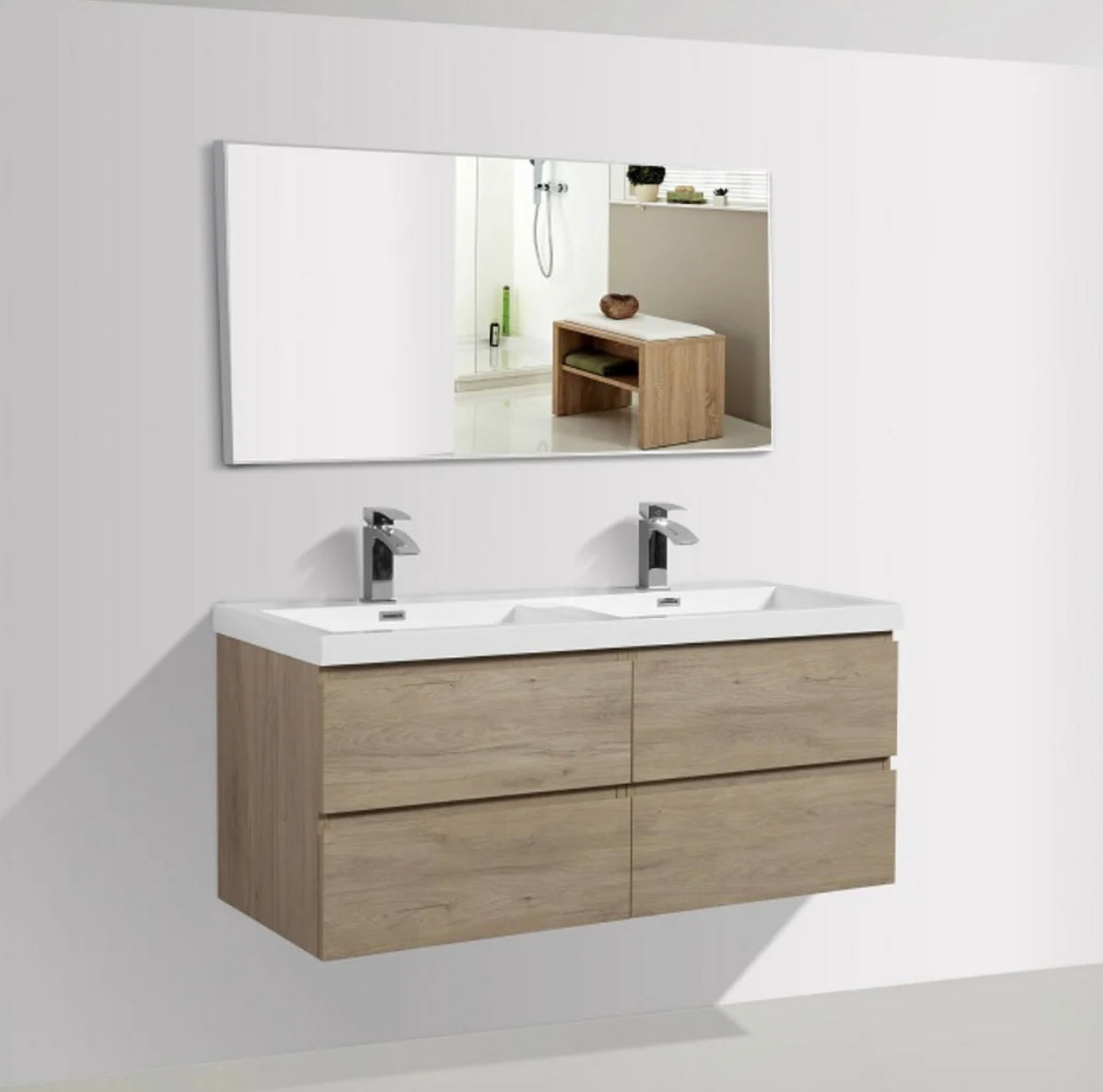 48'' / 60'' / 72'' Floating Vanity Double Sink with Acrylic Countertop