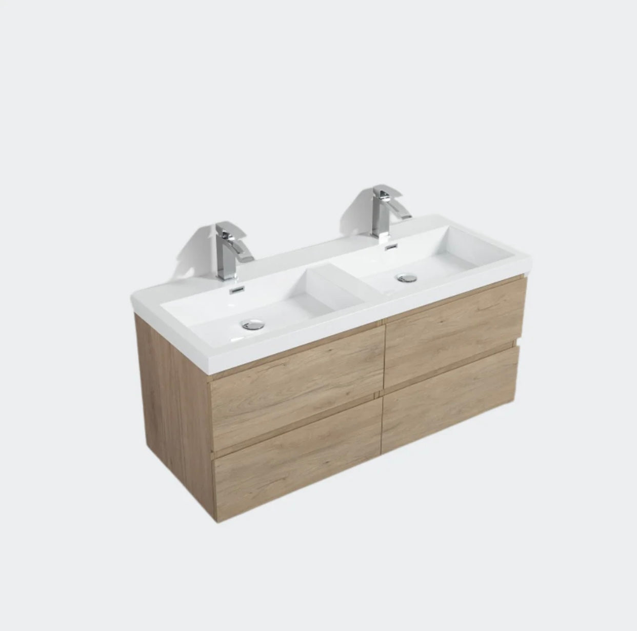 48'' / 60'' / 72'' Floating Vanity Double Sink with Acrylic Countertop