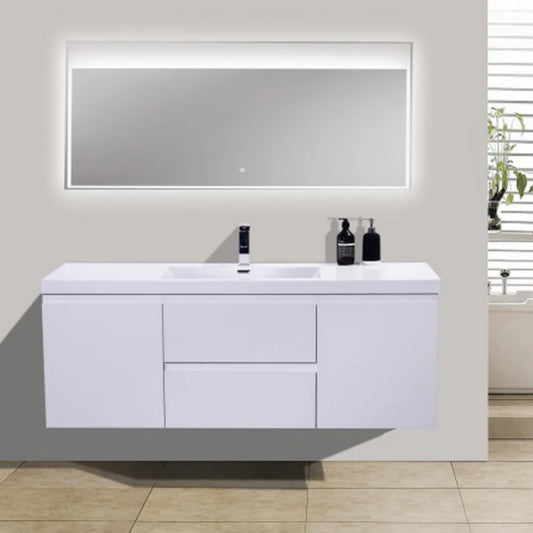 48'' / 60'' Floating Vanity Single Sink with Acrylic Countertop
