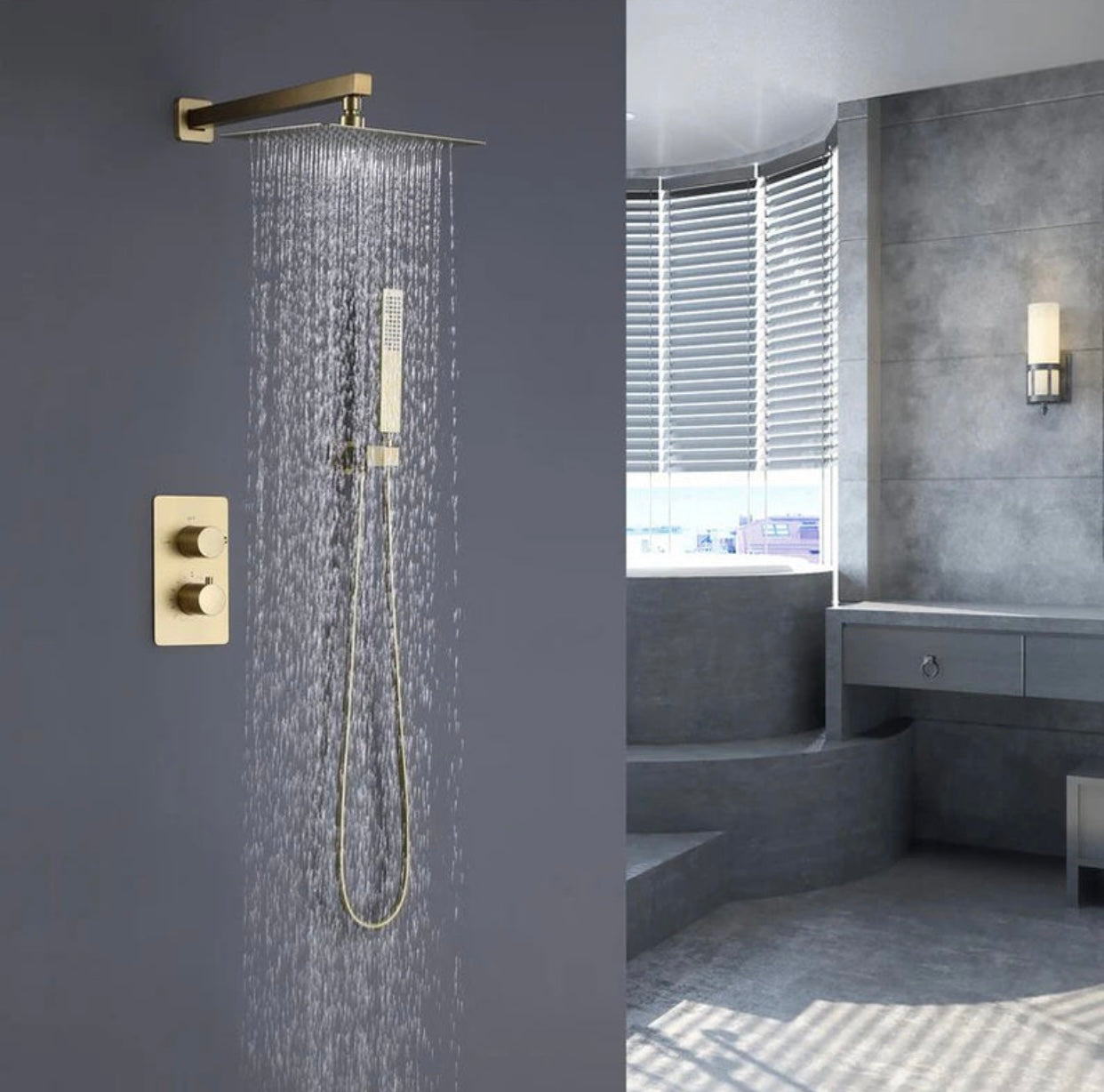 2 Way Thermostatic Shower Set - Square